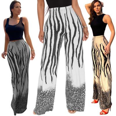 China Autumn Fashion Female Printed High Waist Workable Spring Long Pants Loose Wide Leg Culotte Women Casual Trousers for sale