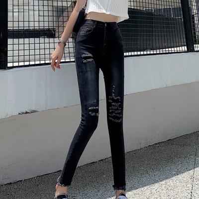 China 2022 Elasitc Spring Hole Women Jeans Female Viable Female High Waist Skinny Pants Tassel Casual Long Jeans Plus Size 5XL for sale