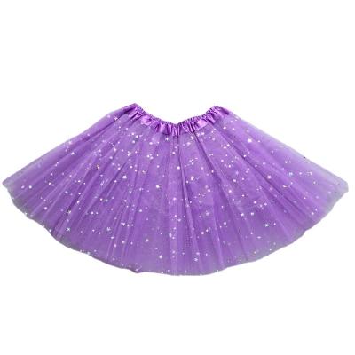 China Solid Color Workable Plain 3 Layer Girls Kids Star Tutu Skirts Dress For Party Performance Gauze Skirts Women Dance Skirts for sale