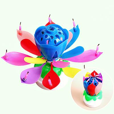 China 2022 Hot Sales Birthdays Flower Lotus Music Birthday Candle New for sale