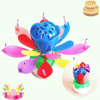 China Wholesale 2022 Birthdays Party Cake Fireworks Rotating Musical Birthday Candles Hot for sale