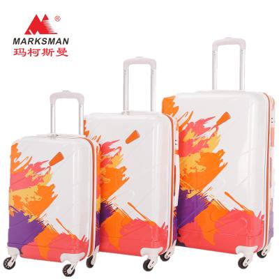 China Colorful PC sniper and vibrant luggage, suitable for younger generation, low price but high quality trolley case. for sale