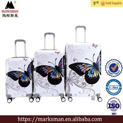 China 2018 New Hard Shell Trolley Luggage Design Butterfly Pattern Luggage Case,High Quality PC Luggage Bags,Trolley Travel Suitcase Factory for sale