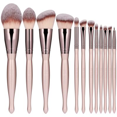 China BS-MALL 12PCS Champagne Gold Make Up Brushes Cosmetic Hair Makeup Set Brushes Luxury Private Label Synthetic Cruelty Free Vegan for sale