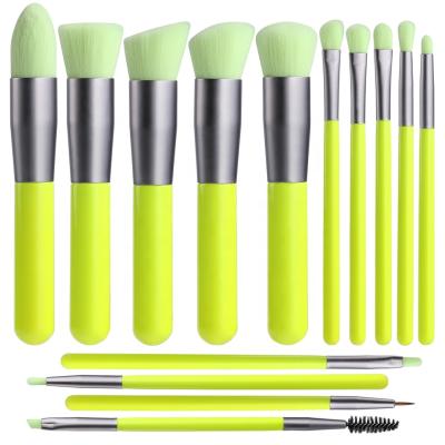 China pro brush 14pcs Pincel Para Maquiagem Logo Brushes Makeup Set Custom Skin-friendly Green Makeup BS-MALL for sale