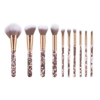 China Angular Blush Quicksand 10PCS Luxury Acrylic Makeup Brush Set Vegan Bing Shiny Diamond Handle Makeup Brush for sale