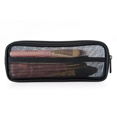 China Small Portable Nylon Mesh Cosmetic Pouch Makeup Organizer Bag Black Custom Pouch Makeup Bag Dustproof Shockproof Waterproof for sale