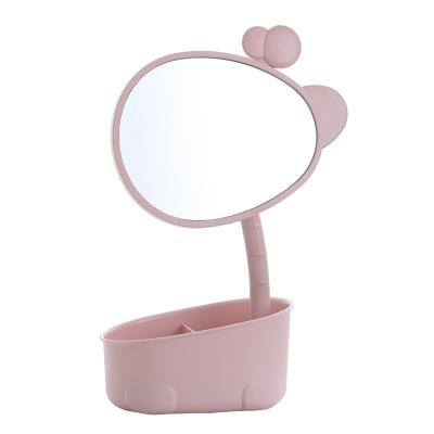 China Tabletop Magnifying Small Round Plastic And Glass Cosmetic Make Up Decorative Mirror Smart Makeup Mirror for sale