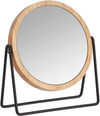 China Custom Wholesale Dressing Table Mirror With 1X/5X Bamboo Rim Magnification Custom Logo Makeup Mirror for sale