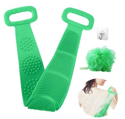 China Body Silicone Bath Towel Silicon Body Brush Shower Exfoliating Shower Back Belt for sale