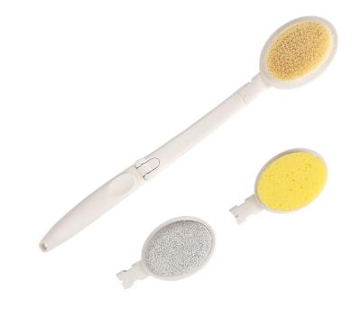 China All Natural 3 in 1 Foldable Shower Set Brush with Long Handle Brush Sponge Set for Body Shower for sale