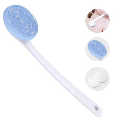 China All Natural 2 in 1 Bath Body Brush with Long Non-Slip Handle Cleans Body Easily 2 Sponges in One Fits All Skin Types for sale