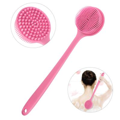 China All Natural Bath Pink Brush Long Handle Bath Sponge For Shower Mesh Soft Loofah For Skin Exfoliating for sale