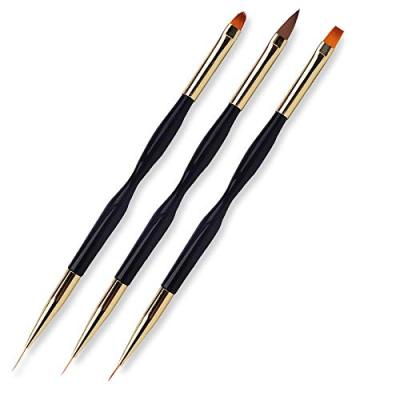 China Fashionable 3 Pcs Nail Pen Dual End Painting Coating Nail Drawing Drawing Tools Nail Art Pen Brush Acrylic Round Flat for sale