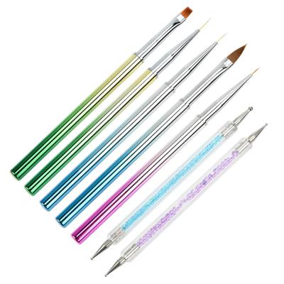 China Hot Sale 7Pcs Skin-friendly Professional Nail Art Polish Pen Manicure Tool Gradient Painting Brush Set Nail Brush Set for sale