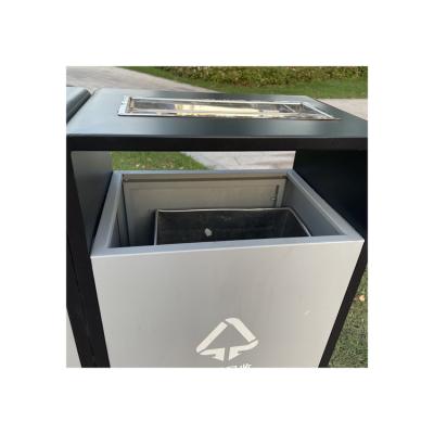 China Outdoor Top Selling Guaranteed Large Quality Trash Can Outdoor Iron Sheet Black for sale