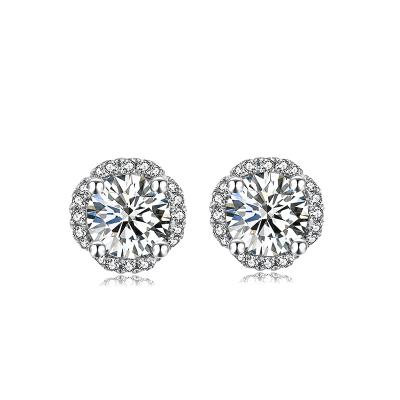 China S925 Sterling Silver Stud Earrings Woman Moissanite Romantic Hypoallergenic Fashion Stud Earrings Fine Jewelry for sale