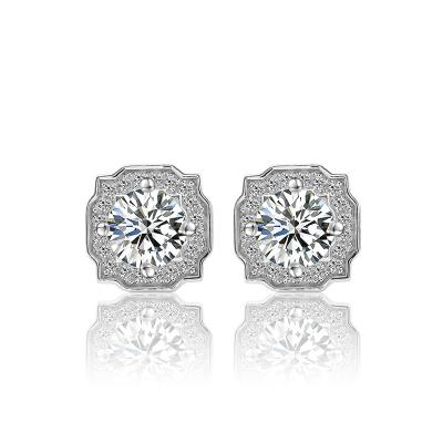 China 1CT VVS Moissanite S925 Sterling Silver Diamond Stud Earrings Hypoallergenic Lady's Jewelry Romantic Round 5mm for sale