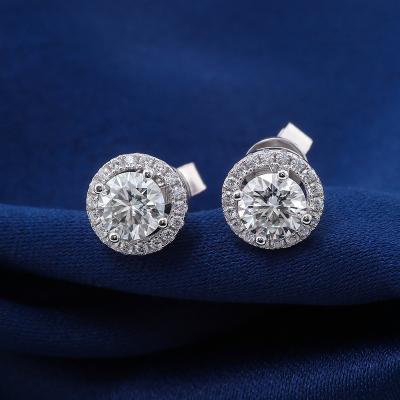 China Hot Selling Romantic Moissanite Sterling Silver Temperament Ladies Jewelry Stud Earrings Simple Round for sale