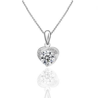 China Romantic Love Gemstone Necklace 925 Sterling Silver Ladies Moissanite Diamond Pendant Necklace Jewelry for sale