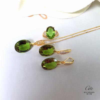 China FASHIONABLE Oval Turkish Chameleon from Sudan Gem Jewelry Ring Necklace Earring 3 piece jewelry for sale