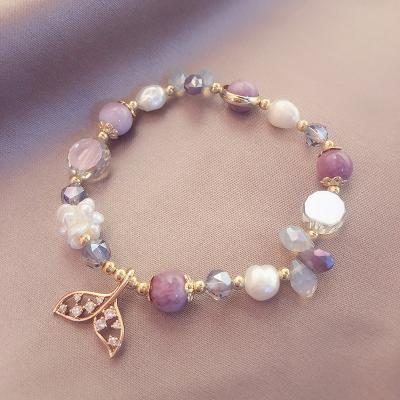 China Multicolor Crystal Bead Bracelet Jewelry Natural Stone Strawberry Aquamarine Amethyst Freshwater Bracelet TRENDS for sale