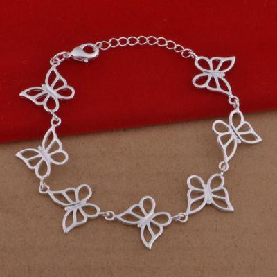 China Wholesale foreign trade FASHION jewelry 925 sterling silver bracelets European and American fashion butterfly bracelets for sale