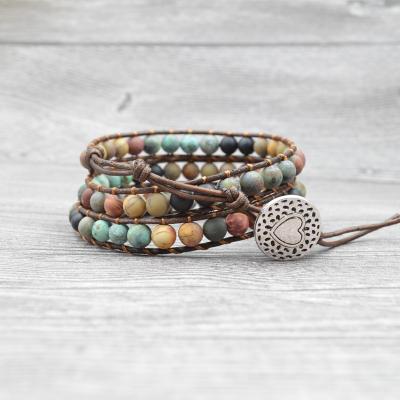 China FASHIONABLE Bohemian Style Natural Agate Beaded Hand Multilayer Jewelry Bangle Wholesale Ethnic Bracelets for sale