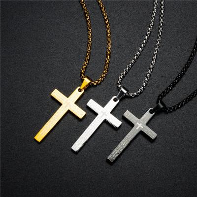 China Vintage Fashion Vintage Steel Cross Titanium Jesus Pendant Men Necklace Jewelry Gifts for sale