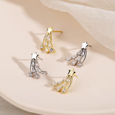 China Fashionable s925 sterling silver niche design earrings korean female temperament zircon small stars ts earrings wild tide for sale