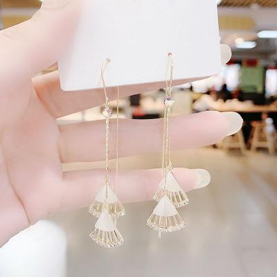 China FASHIONABLE diamond tassel opal inlaid helix-shaped earrings 2021 long new temperament earrings for sale