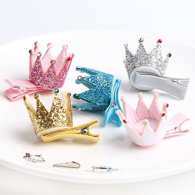 China Wholesale custom-made girls posting cards sparkle European and American three-dimensional crown hairpin children's hair clips about 5cm for sale