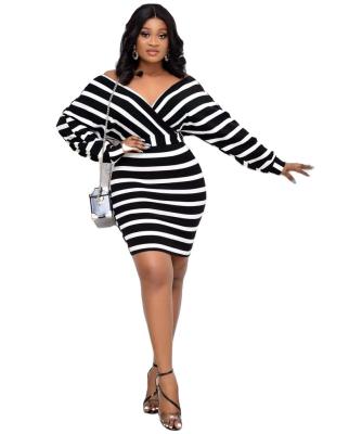 China 2022 zebra popular striped black and white striped dress sexy tight dress for sale