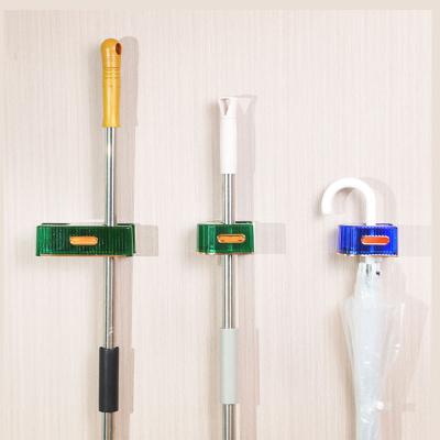 China Adhesive Kitchen Bathroom Mop Storage Broom Mop Holder Wall Mounted Viable Household Broom Organizer for sale