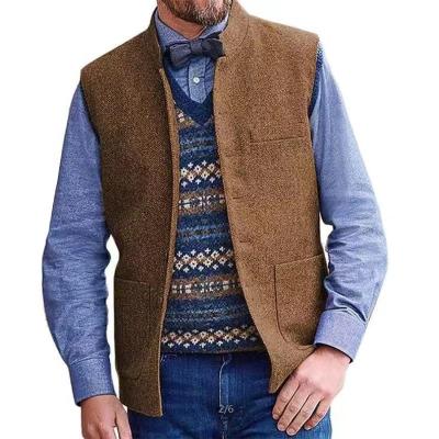 China Anti-pilling High Quality men vest coats stand collar wool jackets solid color vestes pour hommes for sale