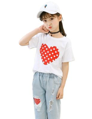 China 2020 Summer Kids Boys Crew Neck White Short Sleeve Pattern Girls Cotton Casual Worsted Straight Dress Sets Suit for sale