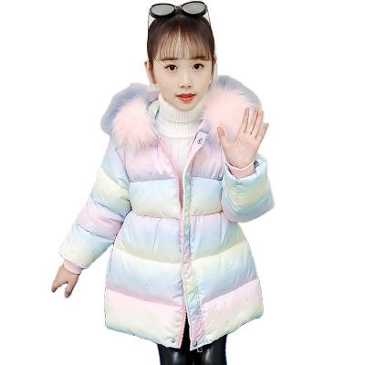 China Sustainable Winter Clothes for Girls: Chinese Children's Western Style Coat with Colorful Fur Collar and Thick Warm Bottom Cotton Coat for sale