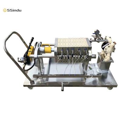 China Construction Material Stores Manual Hydraulic Small Membrane Filter Press For Laboratory for sale