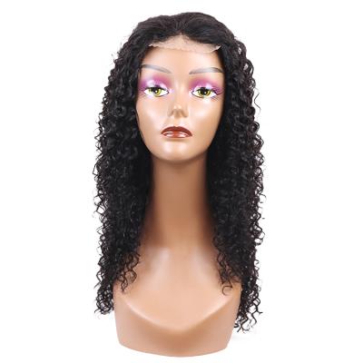 China 100% Virgin Deep Curly Human Hair Wigs 4*4 Lace Front Human Hair Wigs Brazilian Deep Curl Lace Wig Natural Black Manufacturer for sale