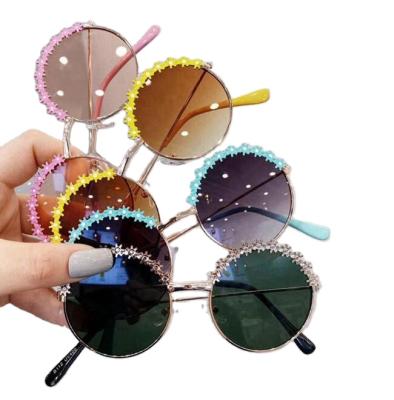 China Fashion Sun Glasses Metal Texture Ultraviolet Proof Glass Flower Border Boys Girls Kids Sunglass Kids Sunglasses Lovely for sale