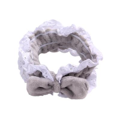 China Wash Face Makeup Hair Accessories Wash Face Makeup Head Band Coral Fleece Sweet Hair Band Turban Lace Bow Tie Headbands for sale