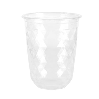 China Disposable Milk Tea 500ml Diamond Shape Plastic Cup With Diamond Lid for sale