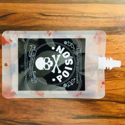 China Disposable New Style Bloody Container For Drinking Halloween Party BT Blood Bag With Zipper Makers Blood Energy Drinking Bags for sale