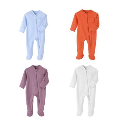 China Newborn Infant Baby Pajamas Zipper Zipper Baby Pajamas Cotton Knit Overalls Baby Footie Pajamas With Mitten Cuffs Unisex for sale