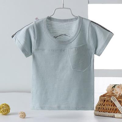 China Baby Boy Anti-Shrink T-shirt Short Sleeve Tops Shirt Kids T-shirt Cotton Crewneck Toddler Bamboo T-shirt for sale