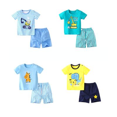 China Smart Casual Toddler Infant Clothes Boys Set Clothes Kids Printed Cotton Shorts Sleeve T-Shirt Tops Shorts Pants Baby Summer Clothes for sale