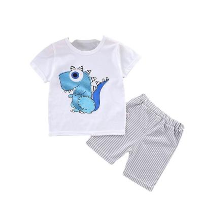 China Toddler Boy Summer Casual Outfits Short Sleeve Printed Shirt Kids Two Piece Shorts Sets Little Boys Clothing Sets for sale