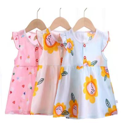 China Washable Toddler Girls Skirts Dress Ruffle Sleeveless Splicing Floral Baby Dresses New - Born - 6 Years Baby Sundress for sale