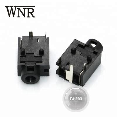 China China supplier good quality single and double 3 pin SMD earphone stereo jack, 2.5mm audio jack pcb mount PJ-203 for sale