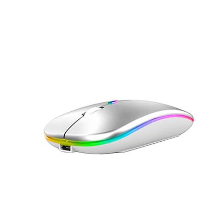 China Symmetrical Gaming Design Shine Color Light Effect Lithium Battery Blueteeth Connection Rechargeable Dual Mode Wireless Mouse for sale